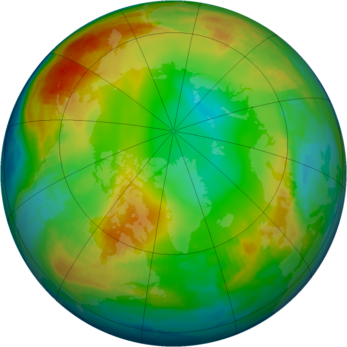 Arctic ozone map for 08 January 2001